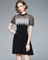 Embroidery round neck summer dress for women