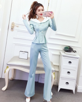 Western style pinched waist autumn slim long pants a set
