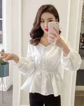 Autumn white Korean style doll shirt for women