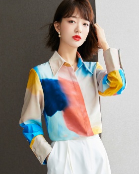 Tie dye long sleeve tops painting shirt for women