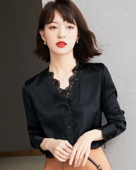 Chiffon long sleeve profession black shirt for women
