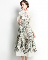 Printing elegant long dress autumn dress for women