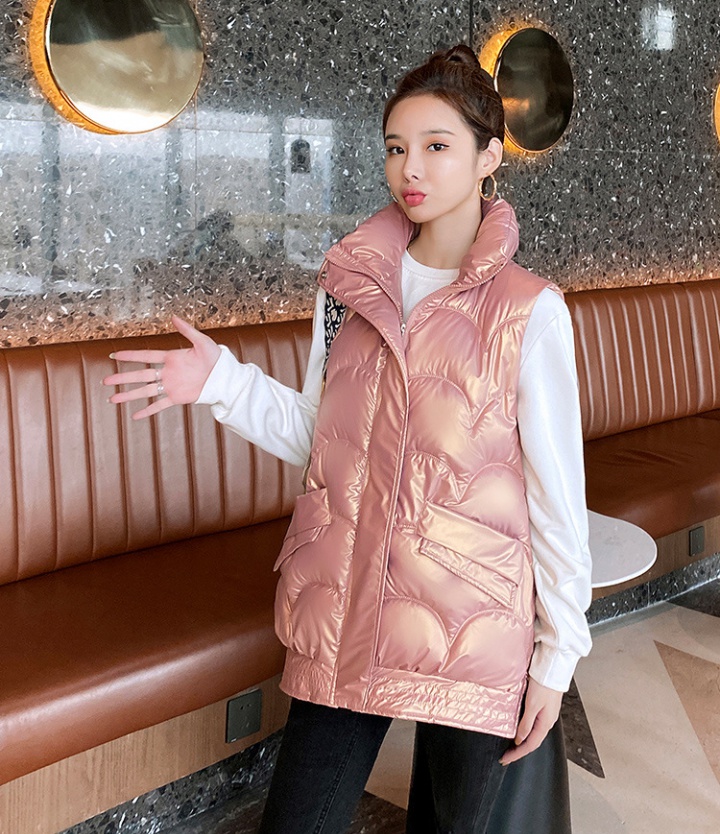 Down glossy autumn and winter vest long cotton coat
