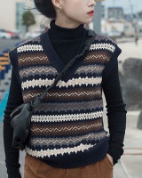 Loose outside the ride vest knitted sweater for women