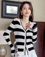 Stripe short long sleeve tops knitted autumn shirts