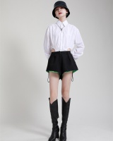 Conjoined slim loose tops long sleeve lapel shirt