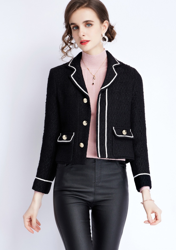 Mixed colors black business suit France style coat for women