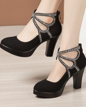 Thick crust high-heeled cheongsam pointed shoes for women