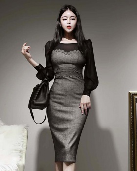 Autumn and winter business suit round neck dress