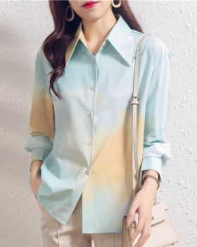 Tie dye chiffon tops thin shirt for women