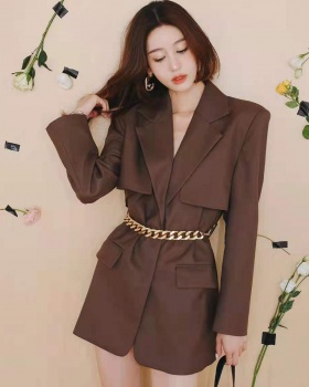 Light high waist coat chain business suit for women
