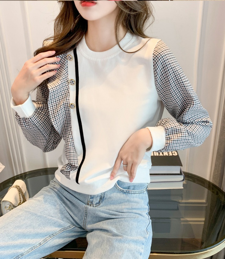 Spring and autumn hoodie plaid tops for women