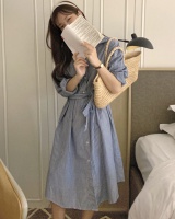 Frenum loose long stripe Korean style dress