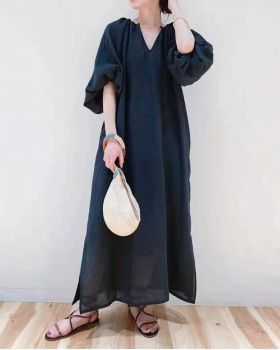 Fashion loose Asian style exceed knee Casual dress