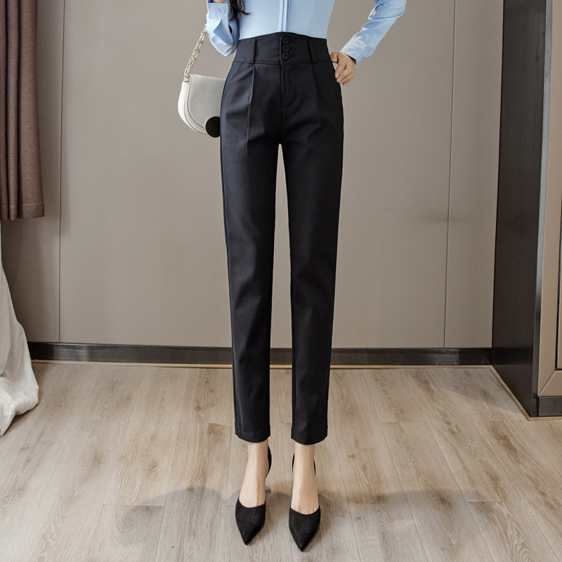 Slim high waist suit pants nine tenths pants for women