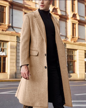 Woolen windbreaker long woolen coat for men
