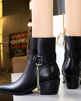 Fashion retro metal boots high-heeled chain short boots