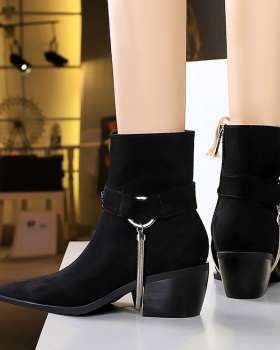 Metal retro boots high-heeled thick short boots