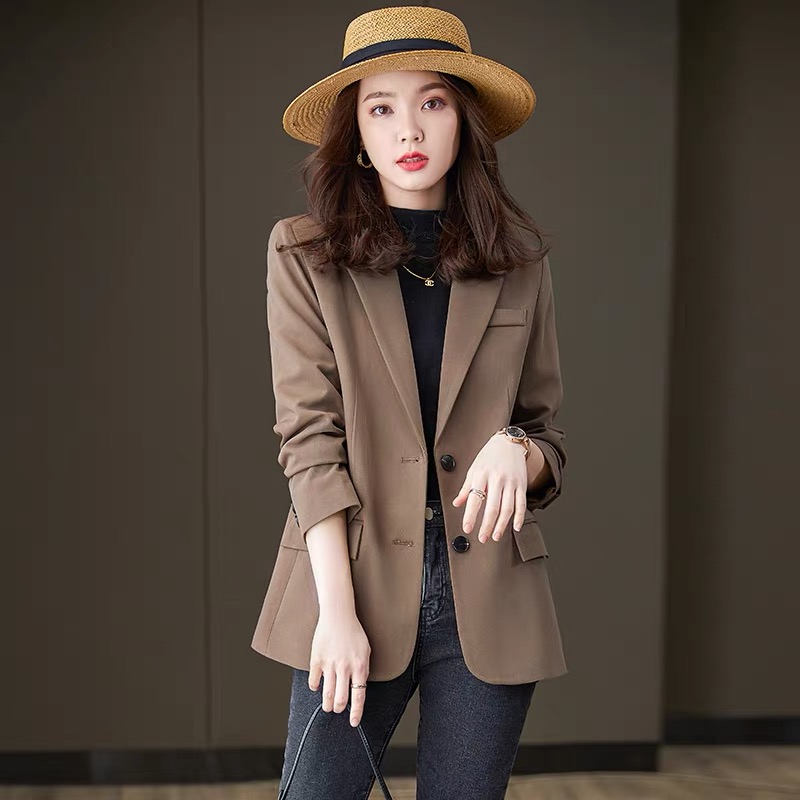 British style tops brown coat for women