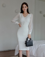 Package hip splice autumn and winter Korean style dress