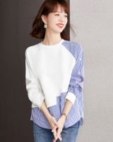 Winter irregular shirt stripe Pseudo-two hoodie for women
