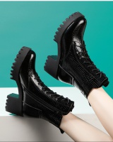 Genuine leather martin boots plus velvet platform for women