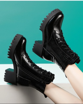 Genuine leather martin boots plus velvet platform for women