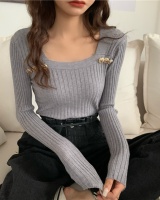 Slim pullover bottoming shirt buckle sweater