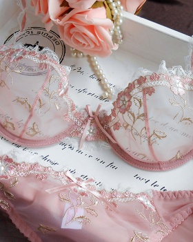 Very thin sexy transparent embroidery Bra a set