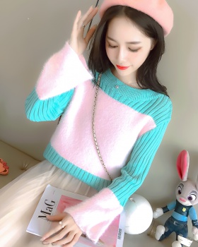 Pullover mohair thermal trumpet sleeves sweater for women