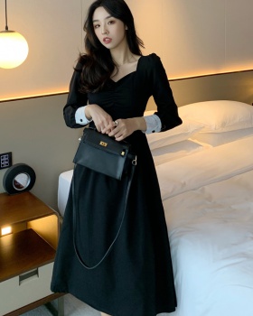 Pinched waist lace splice Korean style slim dress