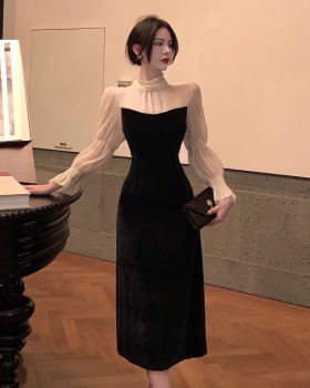 Elegant cstand collar princess sleeves France style dress