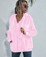 Fleece pure long sleeve hooded loose hoodie for women