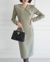 Fashion Korean style lapel slim bottoming dress