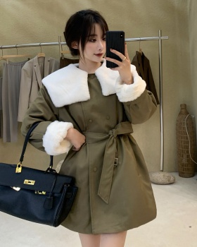 Elmo fashion windbreaker pinched waist cotton coat