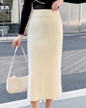 Wear woolen yarn long skirt package hip skirt for women