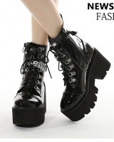 Chain short boots European style platform for women
