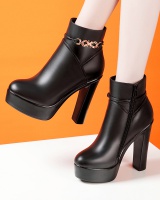 Plus velvet high-heeled short boots thick platform