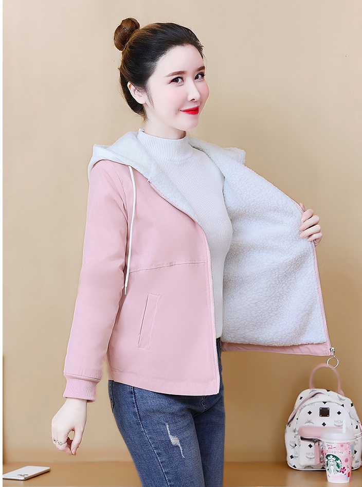 Lambs wool plus velvet loose cotton coat for women