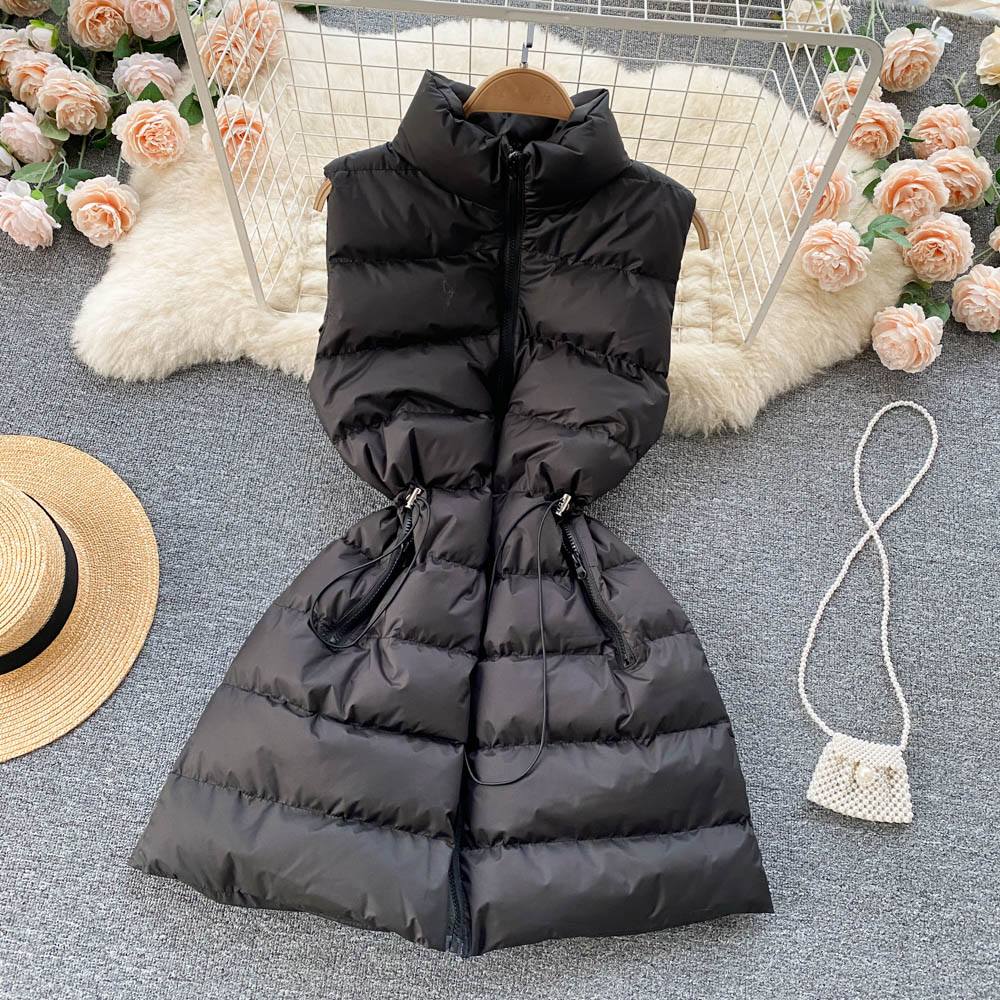 All-match waistcoat cstand collar cotton coat for women
