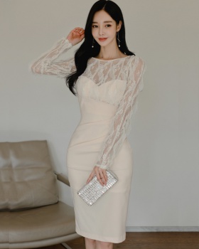 Bottoming winter fashion Korean style lace slim dress
