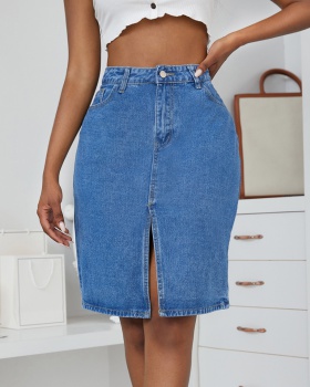 Package hip fashion high waist slit denim skirt