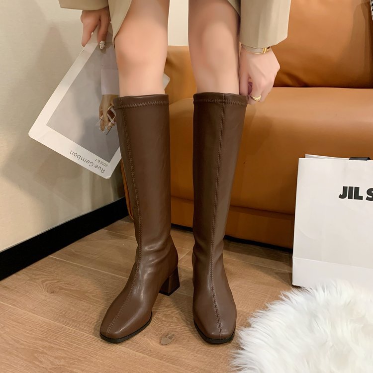 Middle-heel winter women's boots thick thigh boots