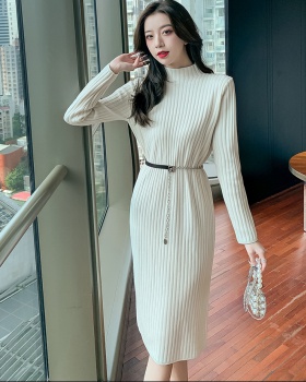 Knitted long sleeve sweater bottoming dress