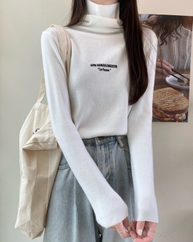 Slim letters high collar Korean style sweater