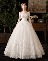 Long sleeve beautiful formal dress simple wedding dress