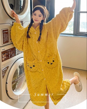 Coral velvet homewear pajamas thick nightgown for women