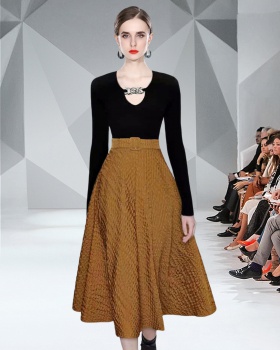 Autumn and winter long skirt long sleeve tops 2pcs set