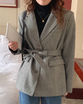 Simple Korean style coat woolen with belt business suit