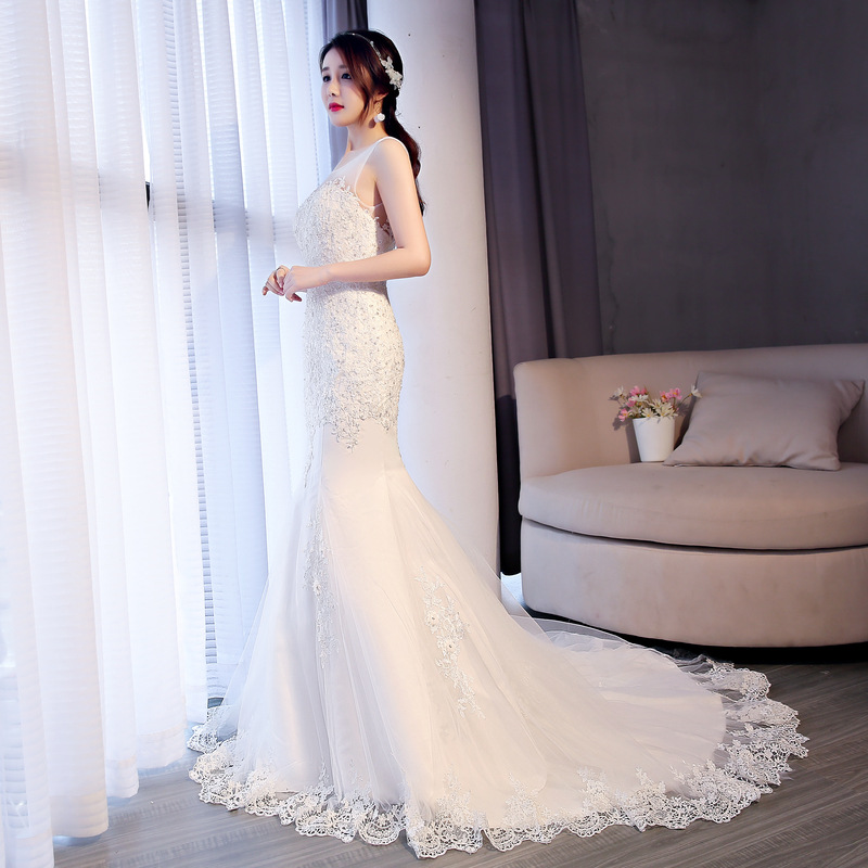 Small trailing formal dress wedding dress for women